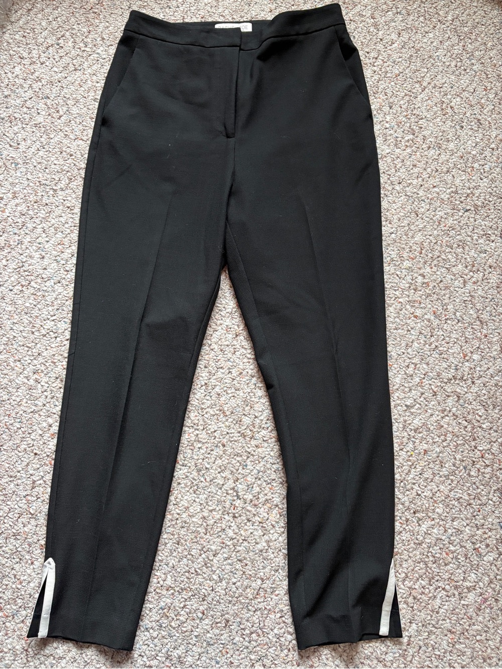 Rachel Zoe black ankle trousers white detail women size 10 high waist 27” inseam